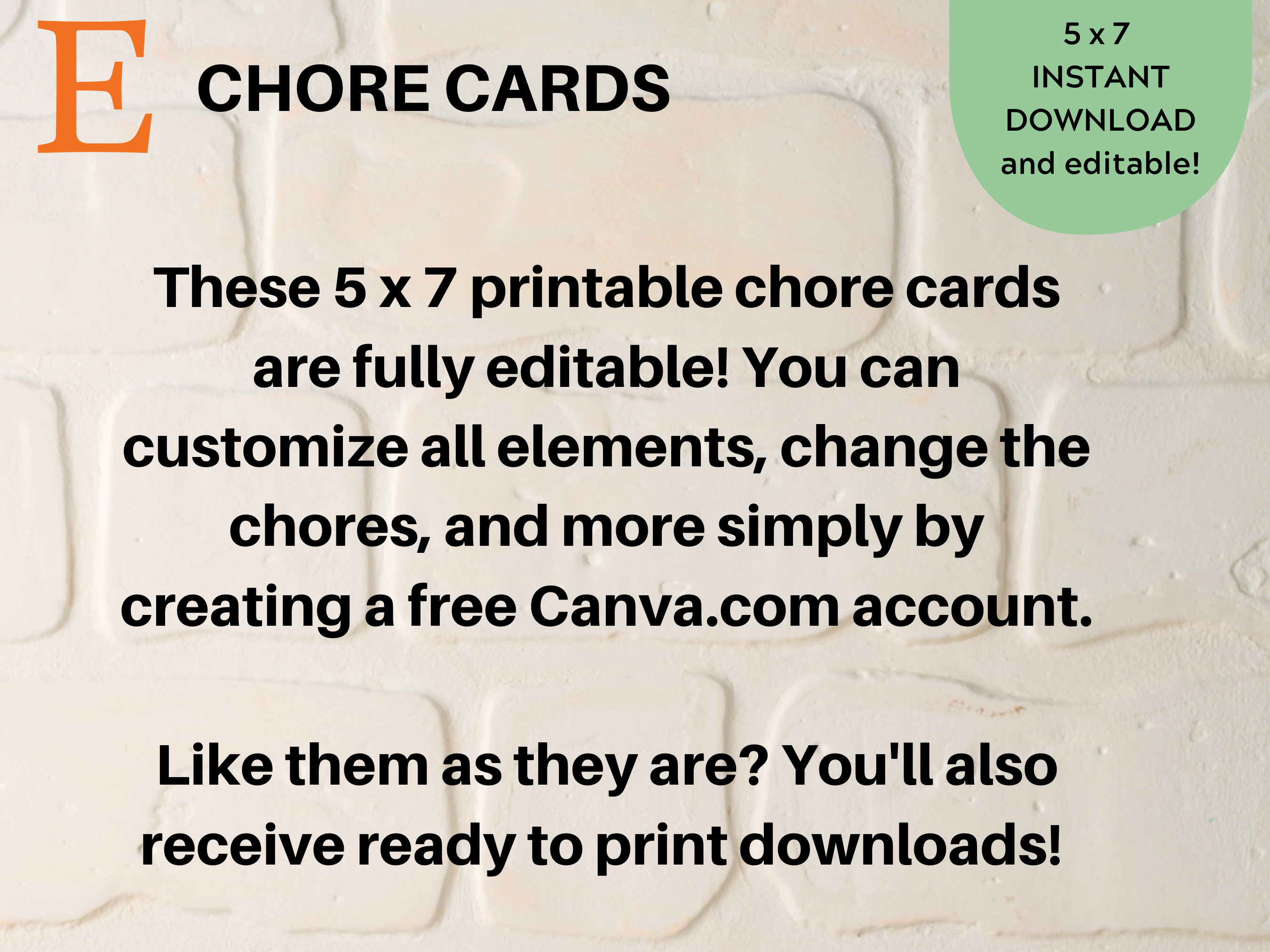 Chore Chart for Kids Printable and Editable Chore Cards Room by Room ...