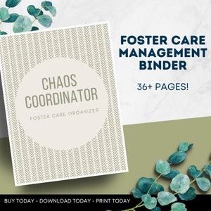 BEST SELLER Foster Care Binder / Adoption Organization + Management Binder . 8.5 x 11 in . Printable . Digital Download Chaos Coordinator