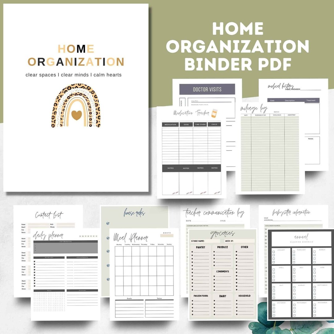 Home Organization Binder Printable | Household Management Planner ...