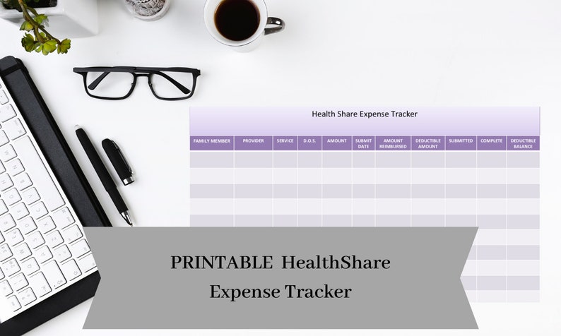 Health Share Expense Tracker Printable (blue & Purple) - Etsy