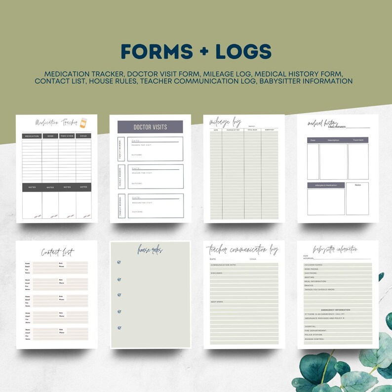 Home Organization Binder Printable | Household Management Planner ...