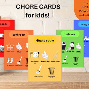 Chore Chart for Kids , Chore Cards , Cleaning Cards , Kids Chore Cards , child cleaning List