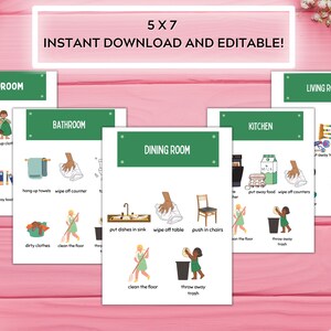 Chore Chart for Kids Printable and Editable Chore Cards Room by Room Printable Kids Chore Cards Digital File Fillable Editable