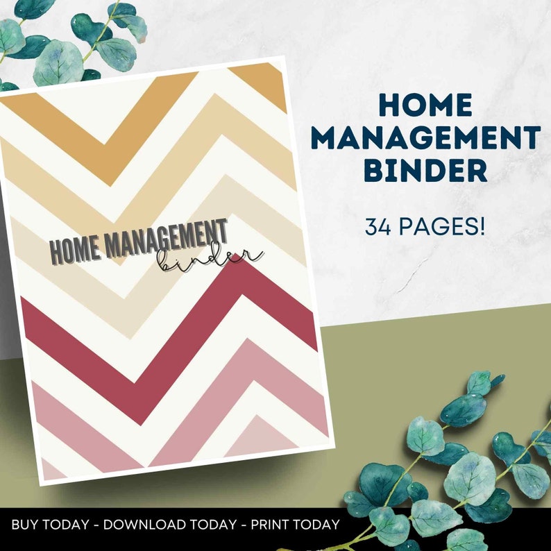 Home Management Binder | 34-page Printable Organizer (digital Download ...