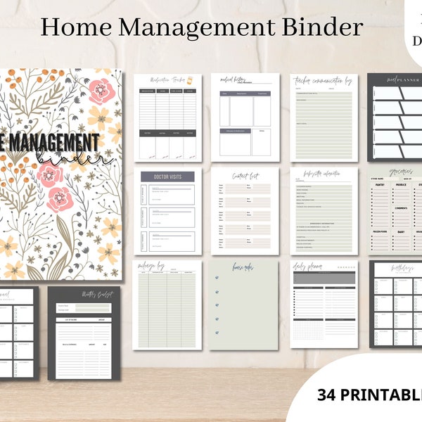 Home Management Binder l Home Organization Binder l Home Organization l Bill Binder l Finance Binder l Home Binder