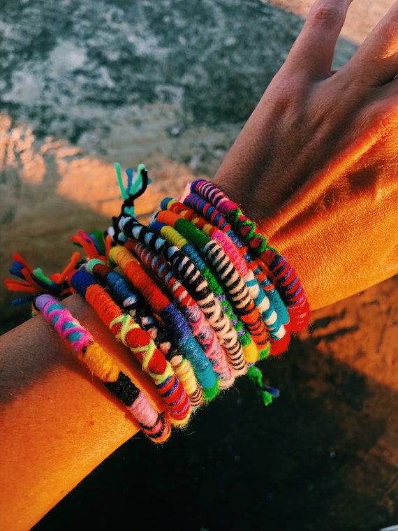 Thin Round Woven Friendship Bracelet Best Friend Gift Hippie Beach