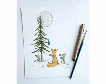 Fox Painting, Watercolor, Original Art, Hope, Amy Nemeth