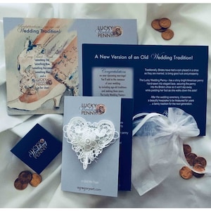Lucky Wedding Penny Wedding Day Lucky Penny In Your Shoe, Bride&#39;s Stocking Stuffer, Something Old New Borrowed Blue Engagement Gift