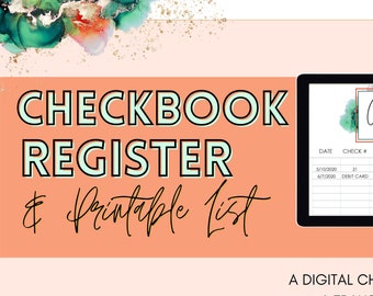 Checkbook Register Excel Template Digital Financial Planner | Etsy