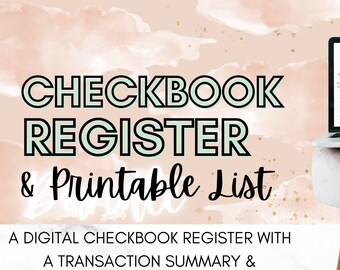 Checkbook Register Excel Template Digital Financial Planner | Etsy