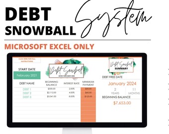 Debt Snowball Tracker | Digital Planner Financial Budget | Dave Ramsey Spreadsheet Payoff Excel