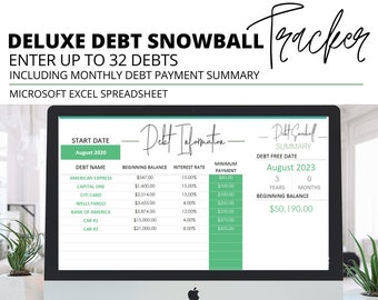 Debt snowball excel | dave ramsey | excel credit card | credit card spreadsheet | excel debt loan | monthly planner