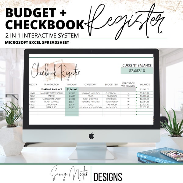 Checkbook Register | Budget Planner | Expense Tracker | Spending Tracker | Excel Spreadsheet | Money Tracker | Expense Planner