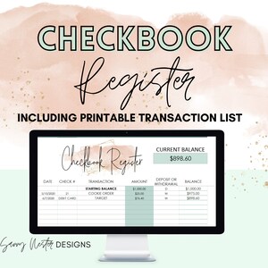 Excel Vorlage Scheckbuch Register Digitaler Finanzplaner Finanzen Budget Tracker Spreadsheet