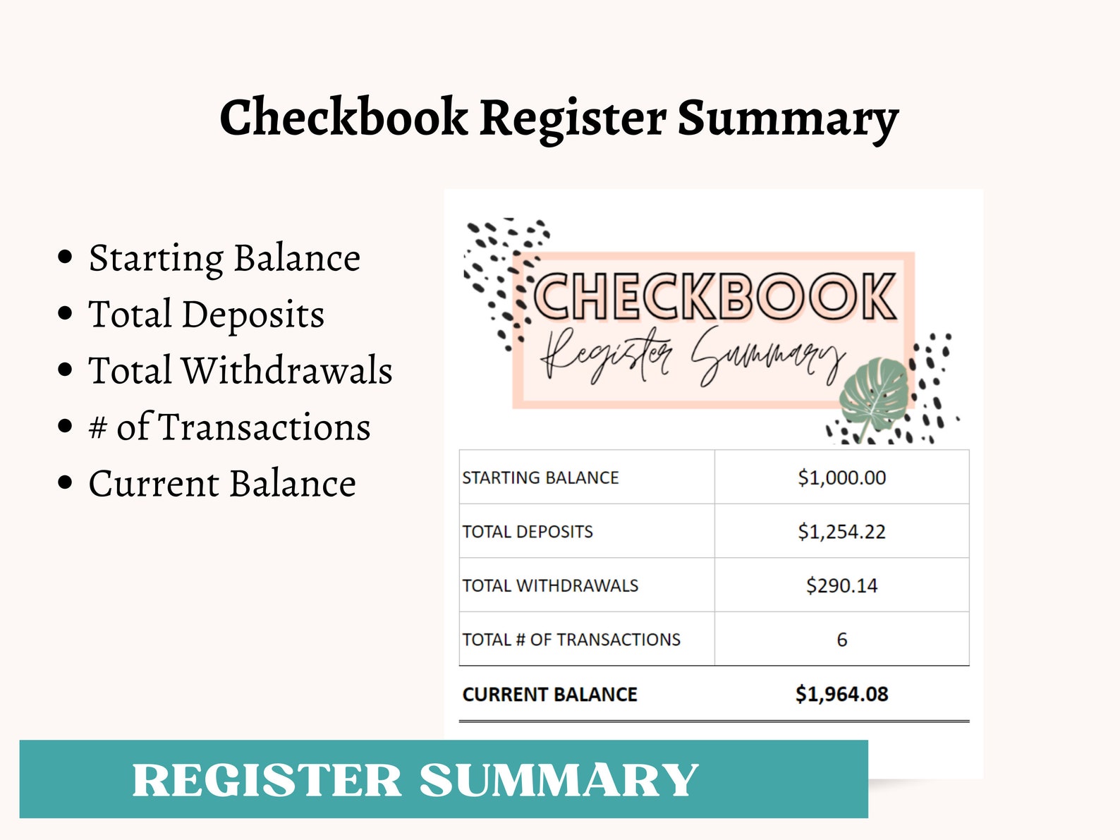 Checkbook Register & Financial Tracker: Income, Expense, Personal ...