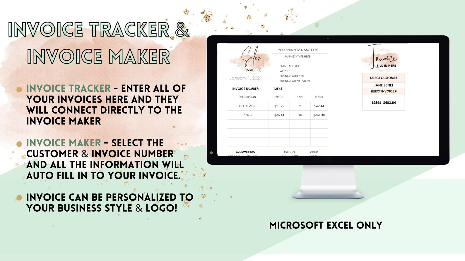 Digital Business Planner Etsy Small Business Excel Template - Etsy