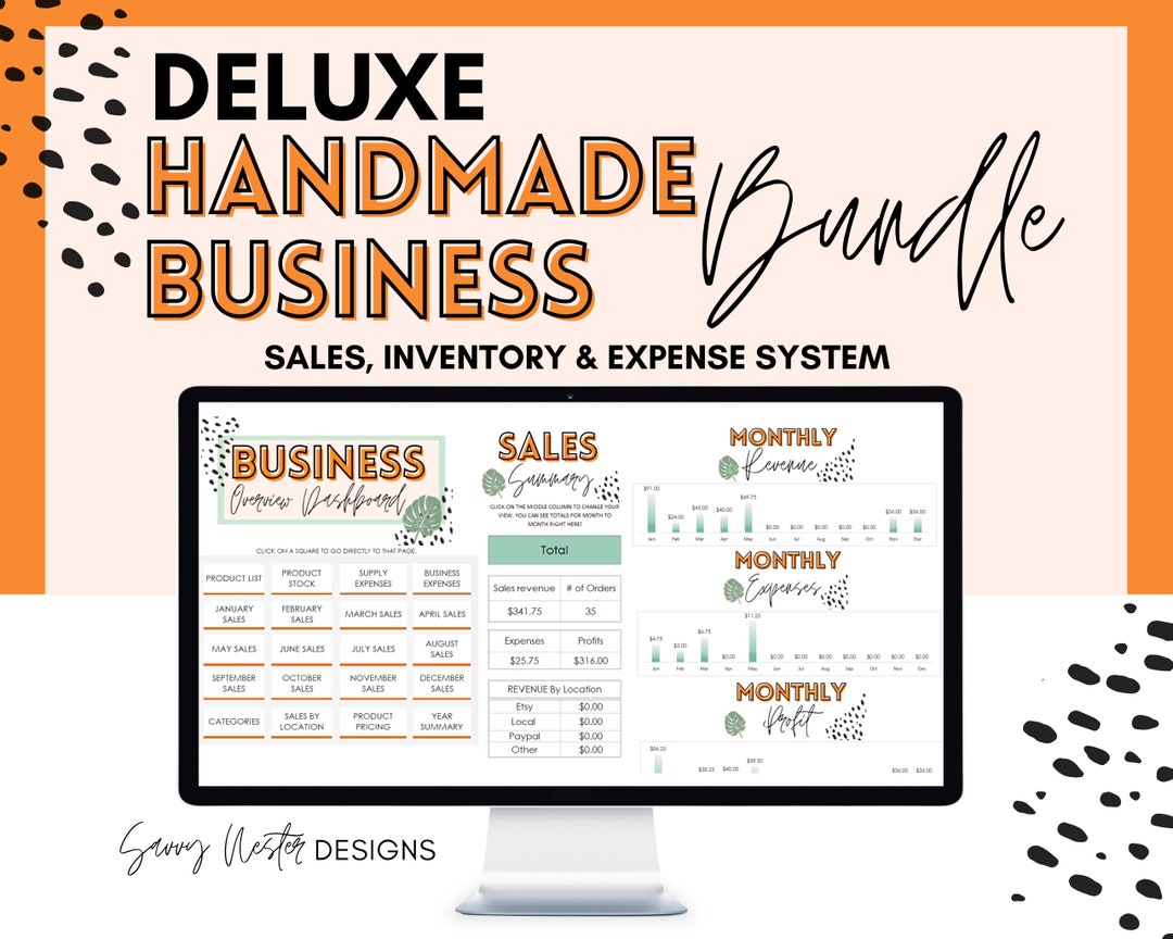 Small Business Planner Digital Etsy Excel Template Financial Inventory