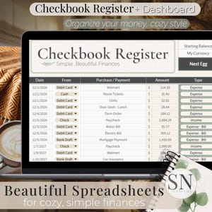 Checkbook Register Dashboard: Google Sheets & Excel Template (Digital Download)