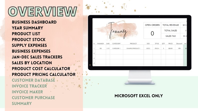 Digital Business Planner Etsy Small Business Excel Template - Etsy