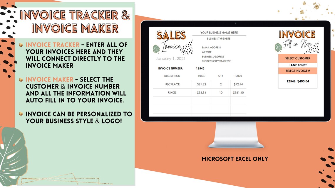 Small Business Planner Digital Etsy Excel Template Financial - Etsy