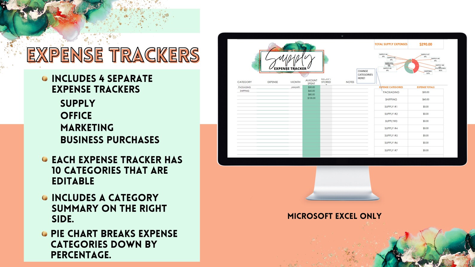 Expense Tracker Small Business Planner Etsy Excel Template Etsy