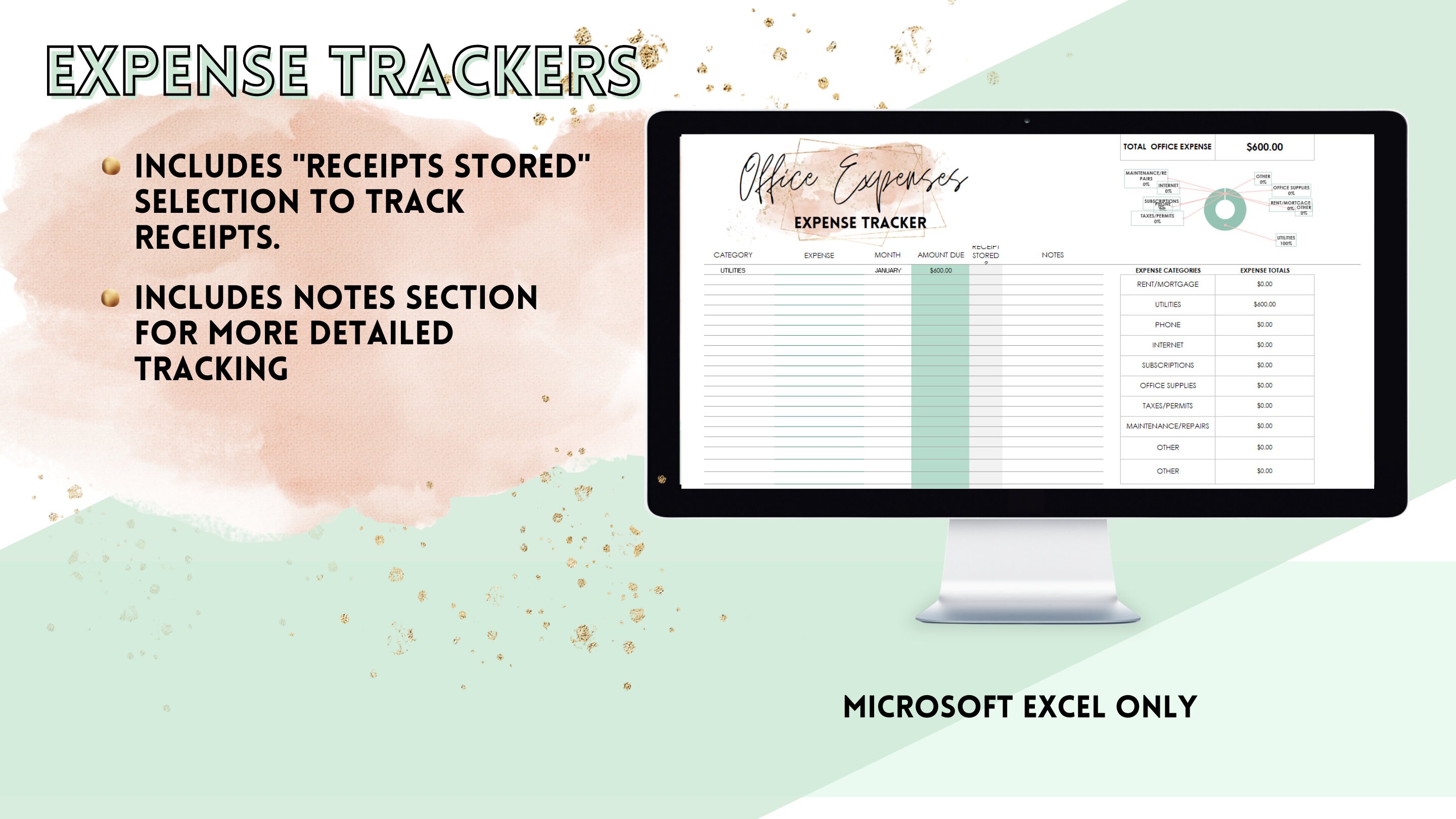 Business Planner Expense Tracker Small Etsy Excel Template Financial ...
