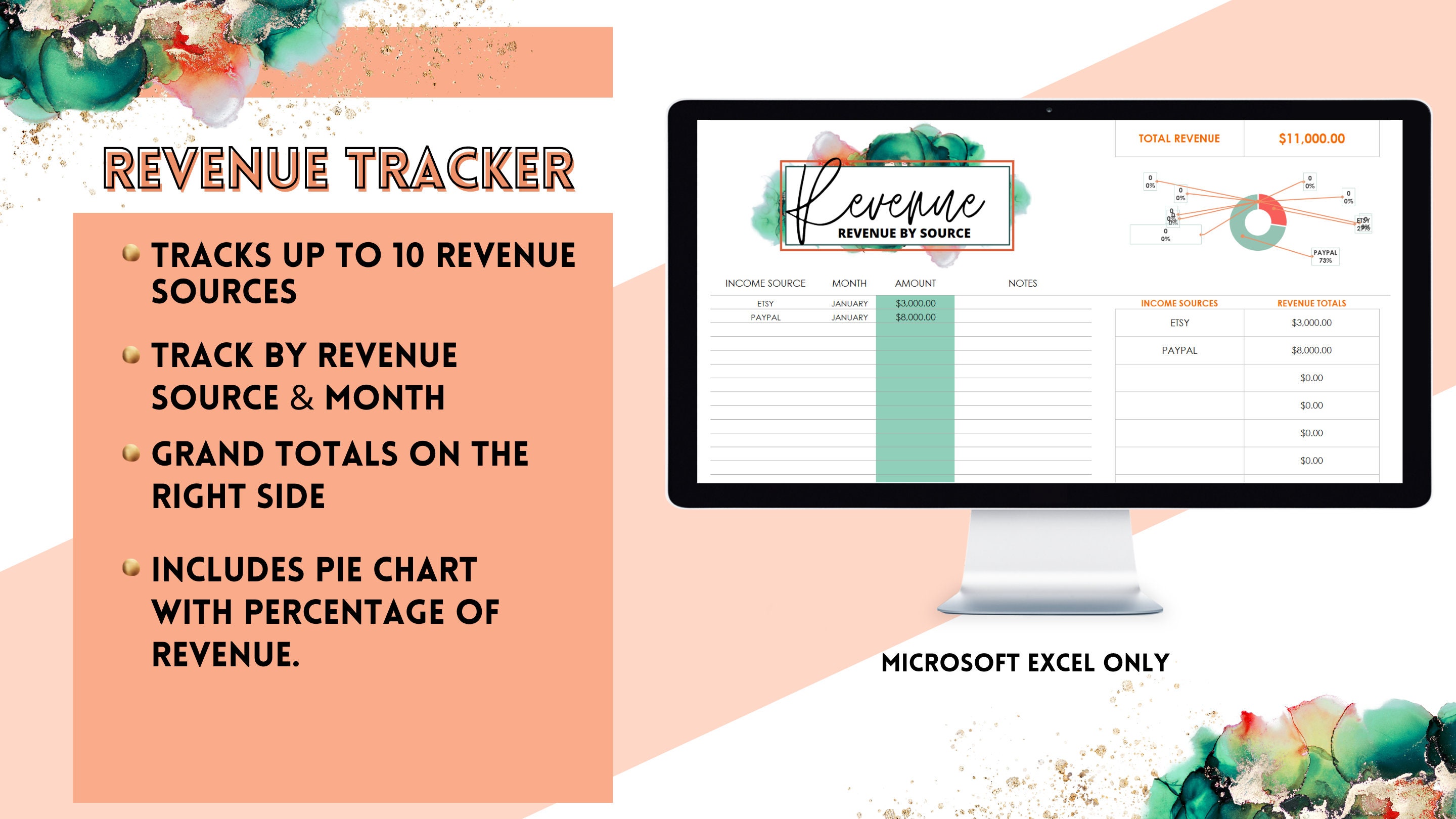 Expense Tracker Small Business Planner Etsy Excel Template Etsy