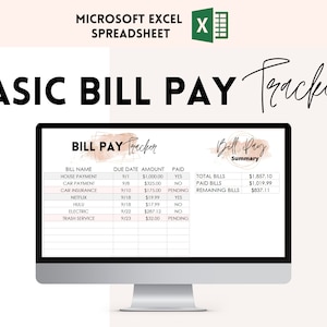 Bill Tracker, Expense Tracker, Excel Template, Digital planner, financial planner, finance tracker, spending tracker, budget spreadsheet