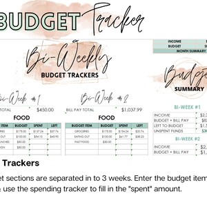 Bi-weekly Budget Template: Finance Tracker Excel (digital) - Etsy