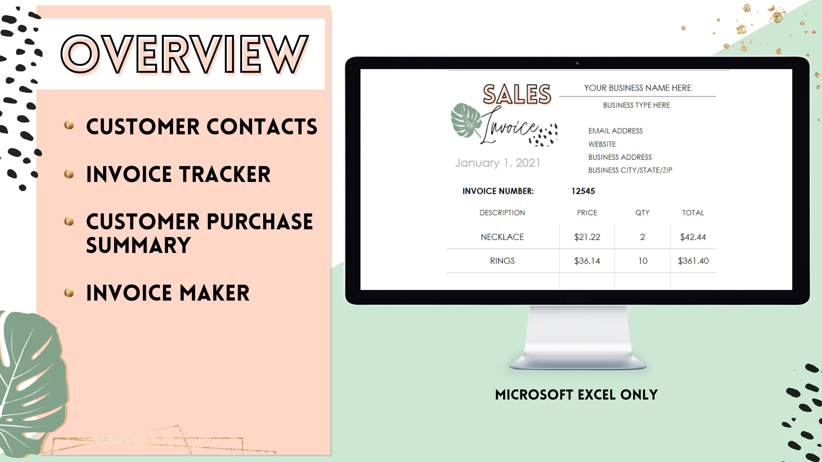 Invoice Template Business Planner | Client Tracker | Communication Log ...