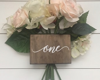 Wedding Table Numbers - Double Sided Table Numbers - Script Table Numbers - Single Sided Wood Table Numbers - Rustic Wedding Decor