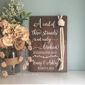 Cord of Three Strands Sign, Ecclesiastes 4:9-12, Alternative Unity Candle, Unity Ceremony Sign, Wedding Gift A image 3