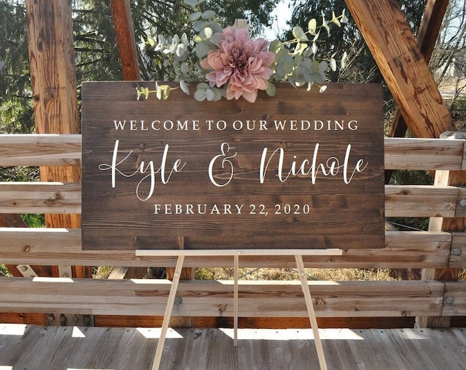 Featured listing image: Wedding Welcome Sign | Wedding Entrance Sign | Rustic Wedding Decor | Country Wedding Bestseller Wedding Sign