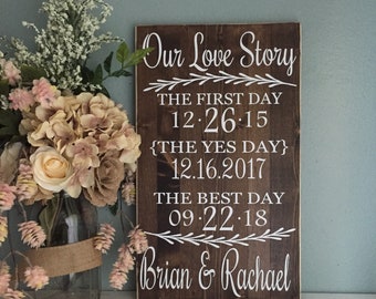 Our Love Story Sign, Special Dates Sign, First Day Yes Day Best Day Sign, Wedding Date Sign, Anniversary Gift Bridal Shower Valentines Gift