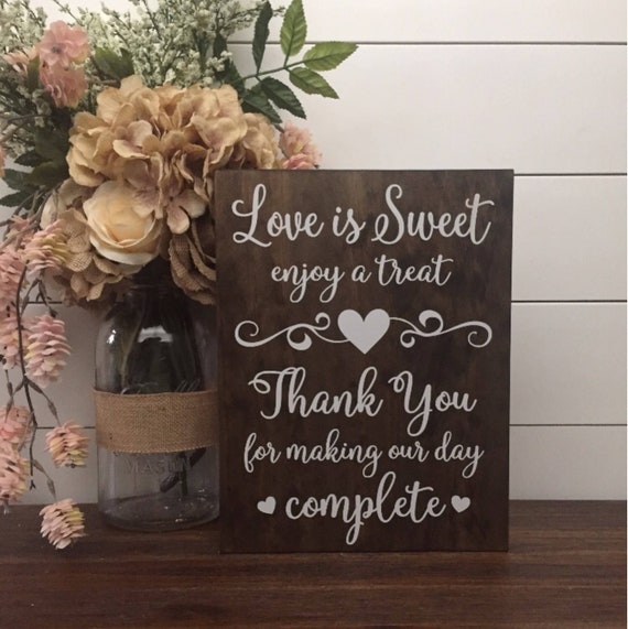 Love is Sweet Enjoy A Treat Sign, Rustic Dessert Table Sign, Wedding Decor, Baby Shower Decor