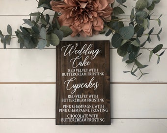 Wedding Menu Sign | Cupcake Menu |  Dessert Menu | Rustic Wedding Decor | Dessert Table Sign | Treat Table Menu Sign | Wedding Table Sign