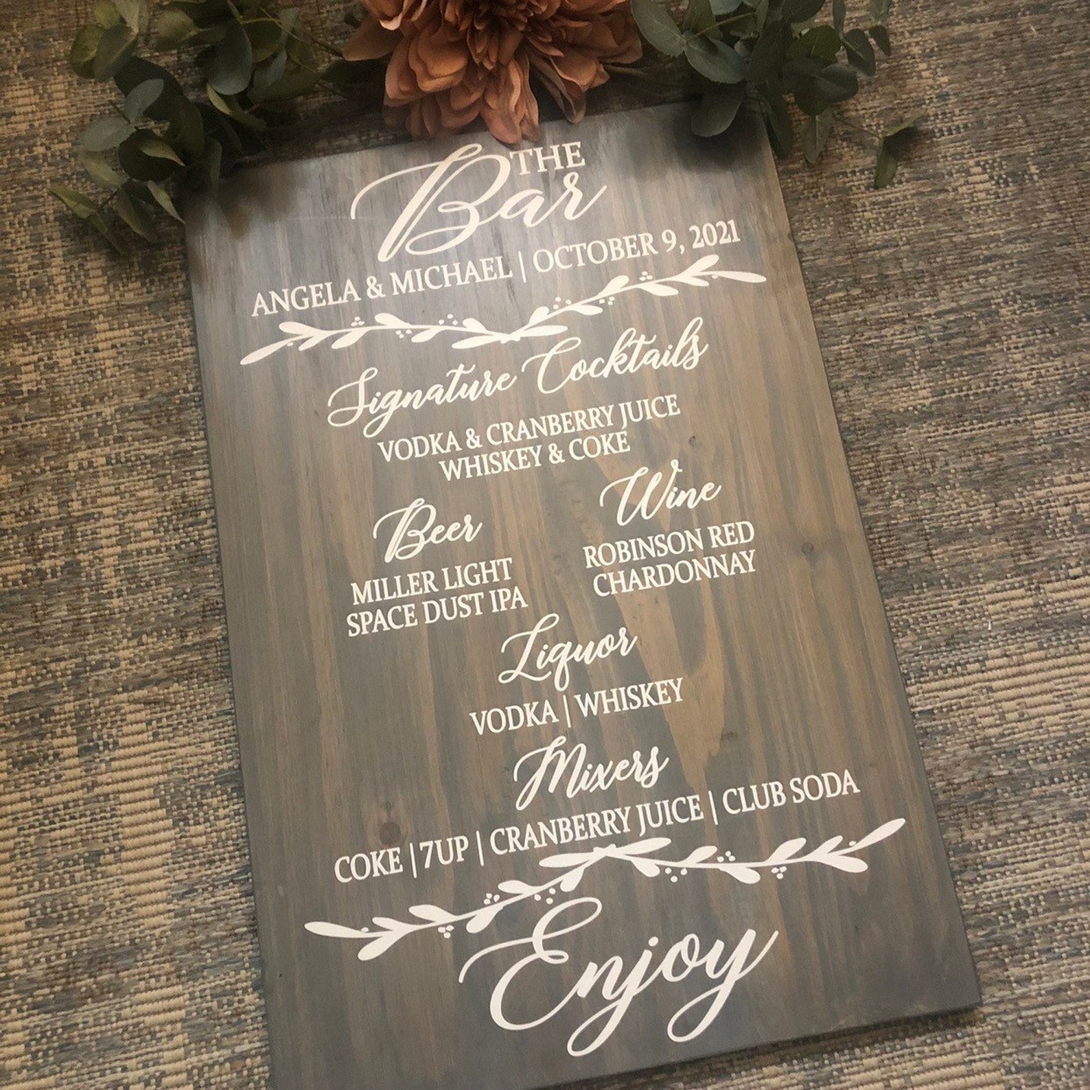 Wedding Bar Signature Drinks Sign Signature Cocktails Menu Etsy