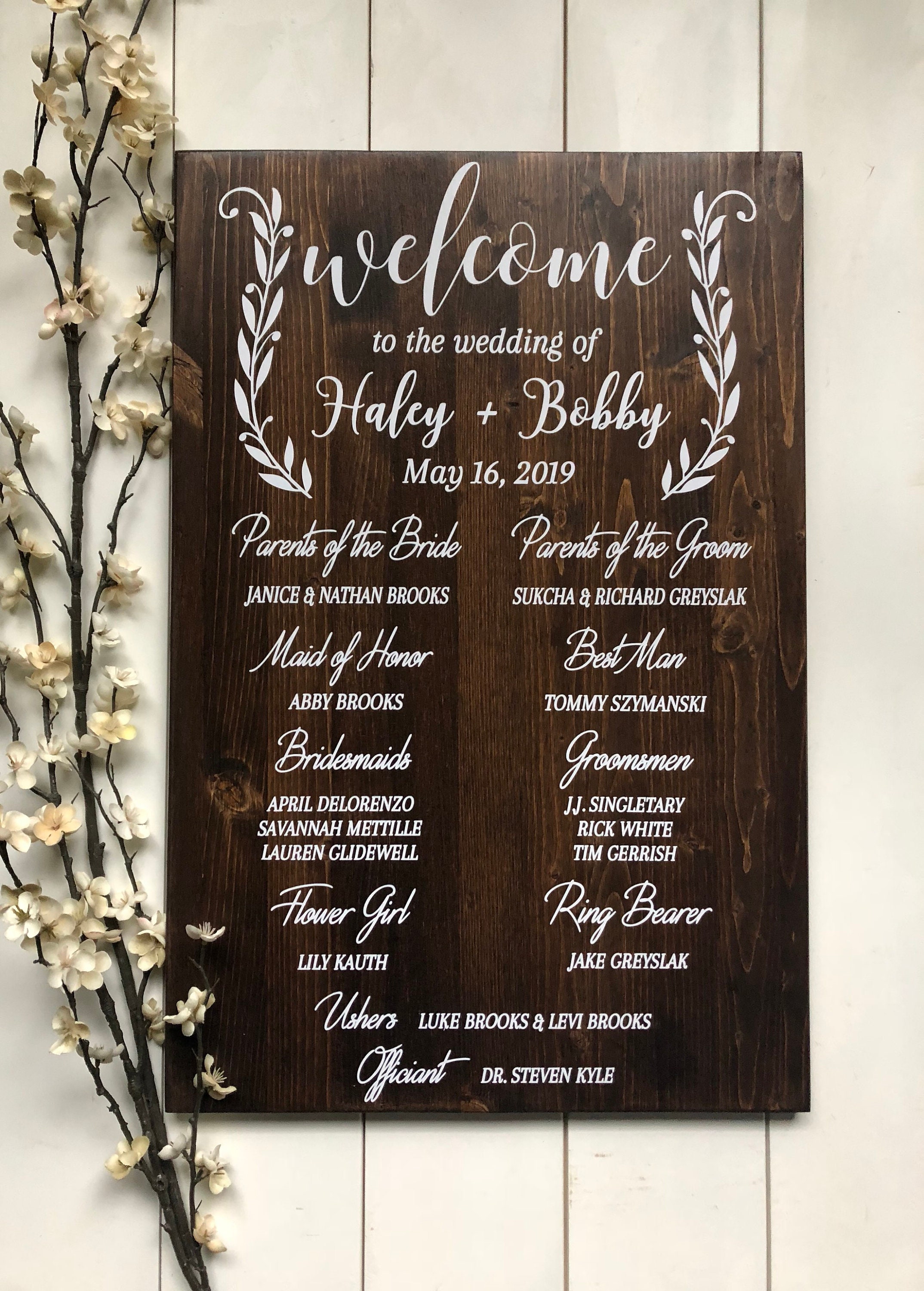 Bridal Party Sign Wedding Program Sign Wedding Sign