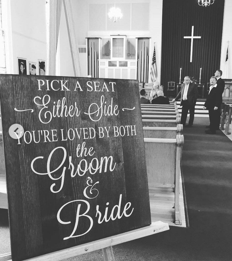 Rustic Wood Wedding Sign / Pick A Seat Not A Side Sign / Rustic Wedding Decor / Country Wedding image 5
