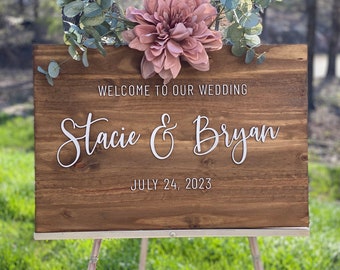 3D Wedding Welcome Sign - Custom Wood Wedding Sign - Welcome To Our Wedding Sign - Wedding Decor - Wedding Entrance Decor - Rustic Wedding
