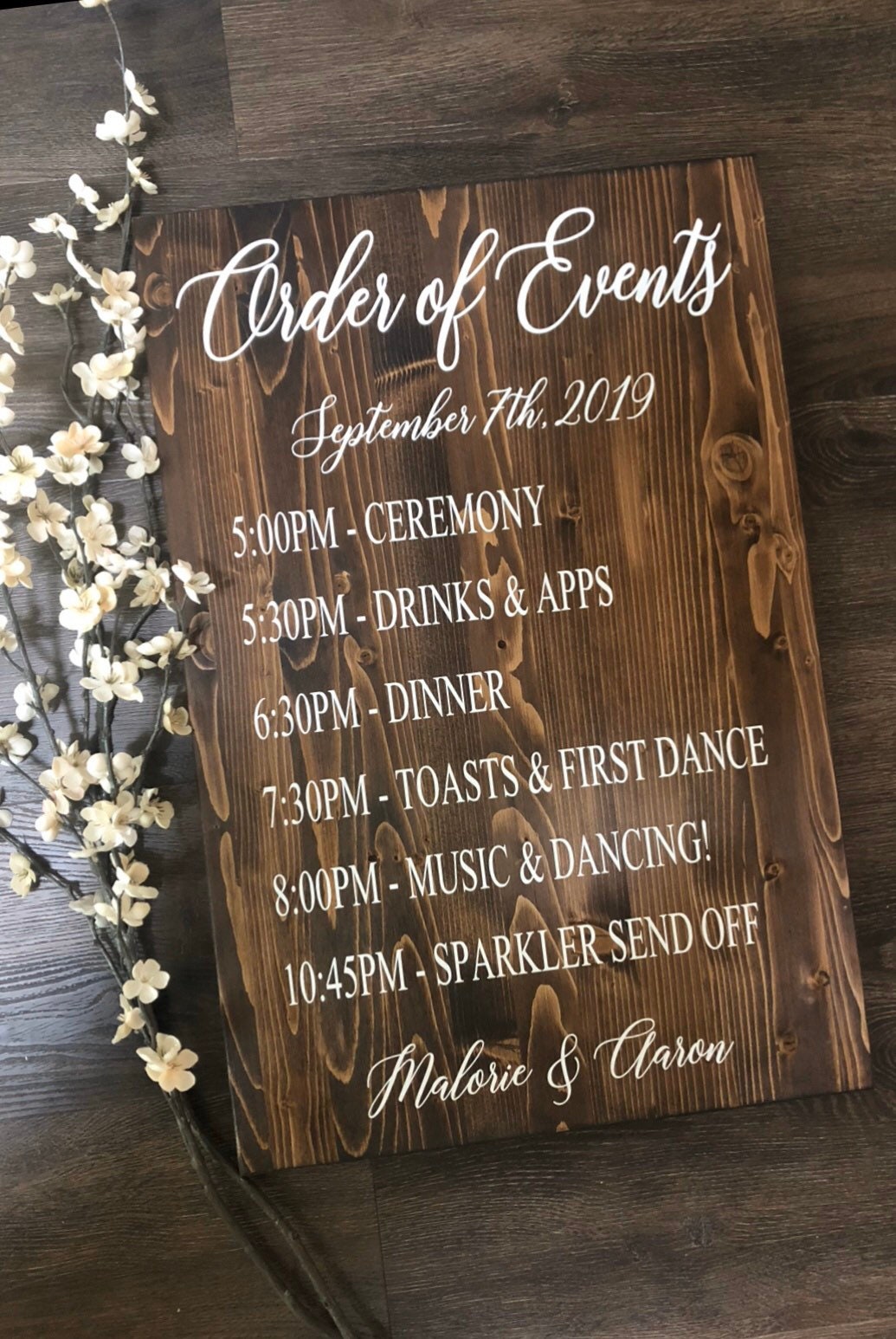 Order of Events Wedding Day Sign Rustic Ceremony Events Sign Etsy