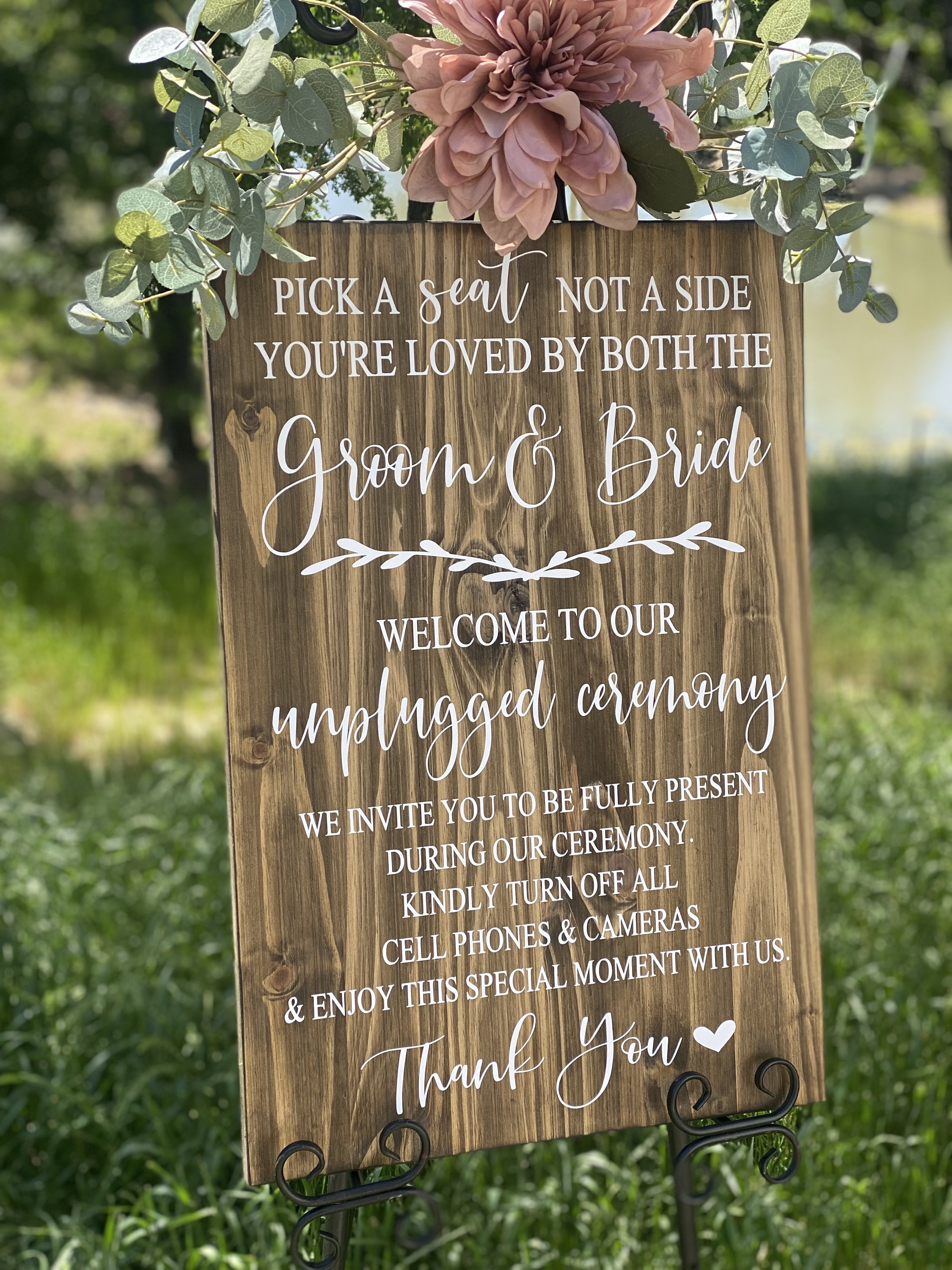 Choose a seat not a side wedding ceremony sign - rustic wedding