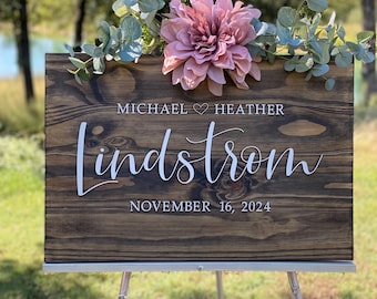 Custom Wedding Sign, Last Name Wedding Sign, Wedding Gift, Rustic Wedding Welcome Sign | Personalized Wood Venue Decor