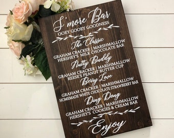 Wedding Menu Sign | Smores Bar Menu |  Dessert Menu | Rustic Wedding Decor | Dessert Table Sign | Treat Table Menu Sign | Wedding Table Sign