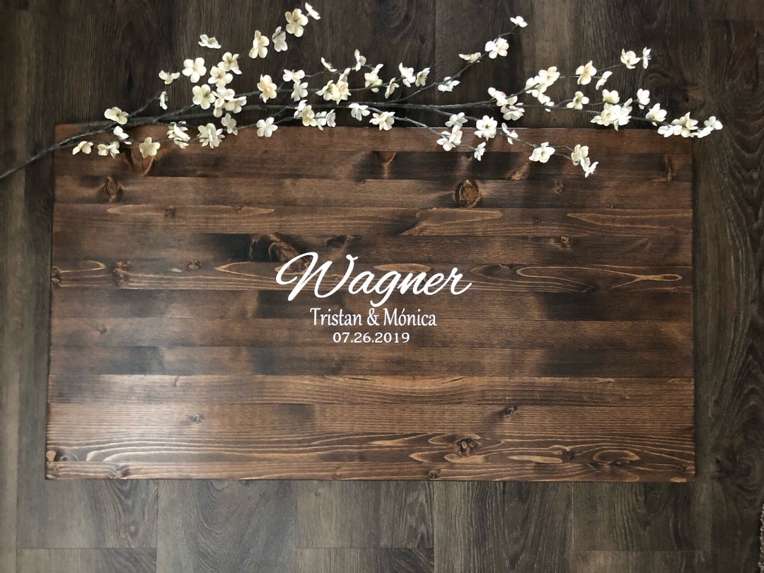 Rustic Wedding Guest Book Alternative / Last Name Monogram Rustic