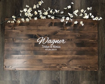 Rustic Wedding Guest Book Alternative / Last Name Monogram Rustic Wedding Decor Guest Sign In Wood Guestbook Country Wedding  3D Guest Book