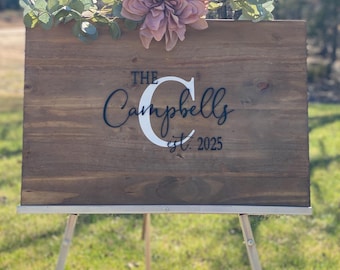 Wedding Guest Book Sign, Monogram Guestbook, Wood Wedding Guestbook, Alternative Guest Book, Custom Wedding Decor, Personalized Name Sign