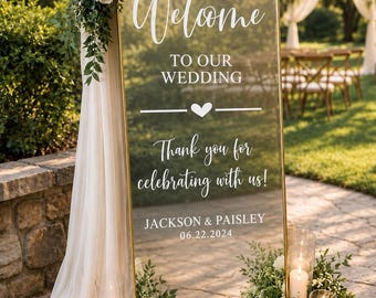 Mirror Decal, Personalized Wedding Welcome Sign, Custom Sticker, Reception Decor, Wedding Ceremony Decor, Vinyl Lettering, DIY Wedding Sign