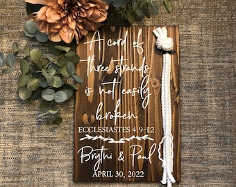 Señal de Cordón de Tres Hilos, Eclesiastés 4:9-12, Vela Alternativa de Unidad, Señal de Ceremonia de Unidad, Regalo de Boda A