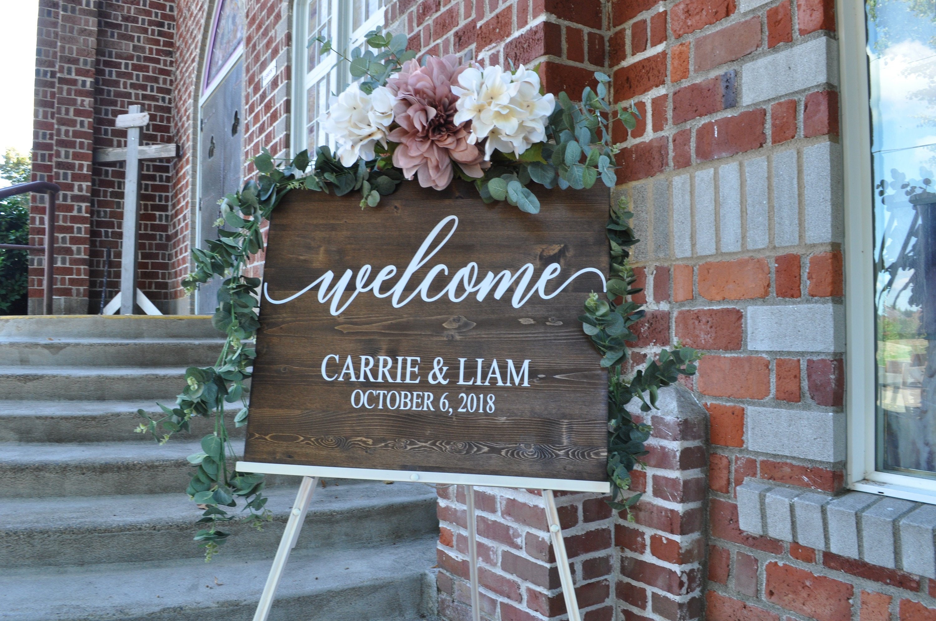 Wedding Welcome Sign Wedding Entrance Sign Rustic Wedding Decor